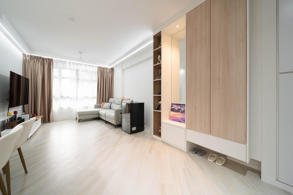 Contemporary Living Room with Settee and TV Console