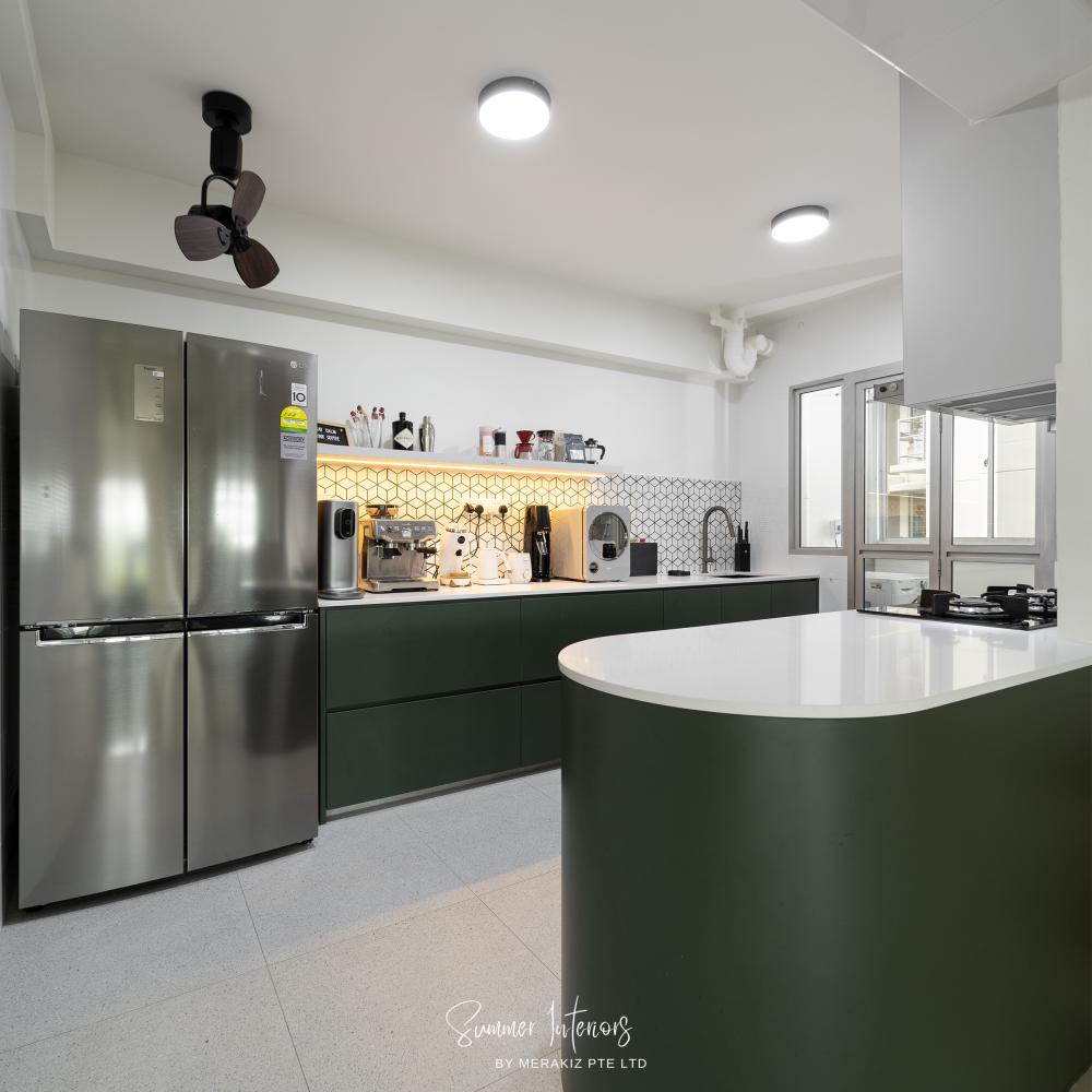 Modern Kitchen with Countertop and Kitchen Island