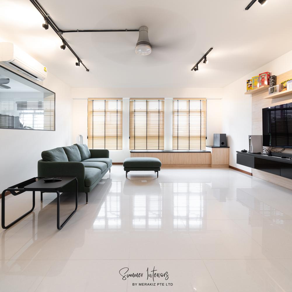 Modern Living Room with Settee and Homogeneous Tiles