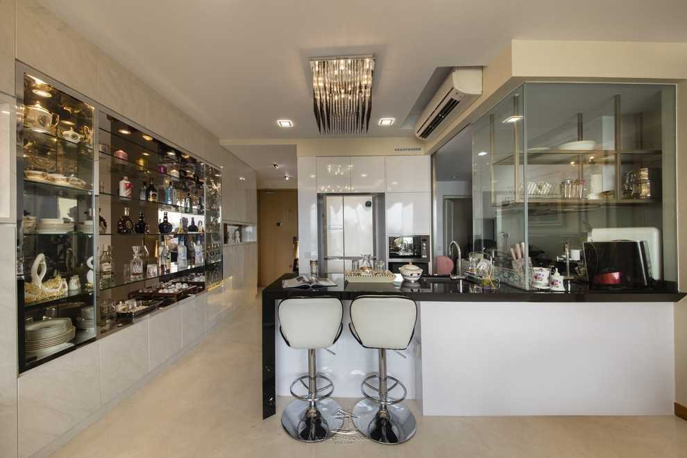 Contemporary Dining Room with Drop Light and Drop Ceiling