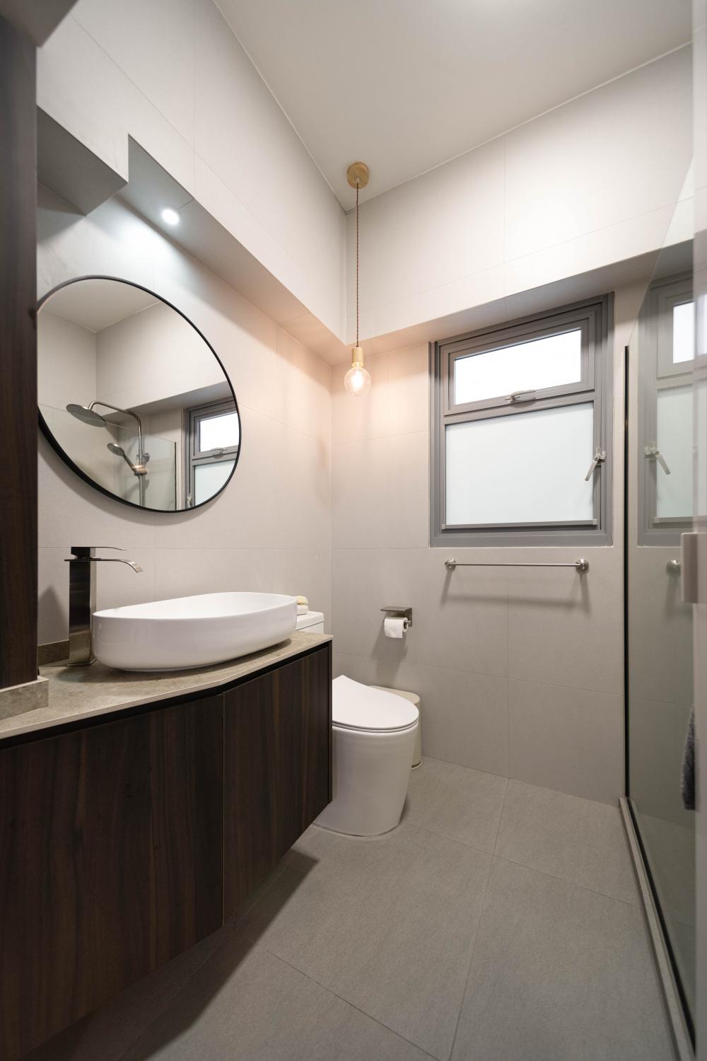 Scandinavian Bathroom with Mirror and Vanity Counter