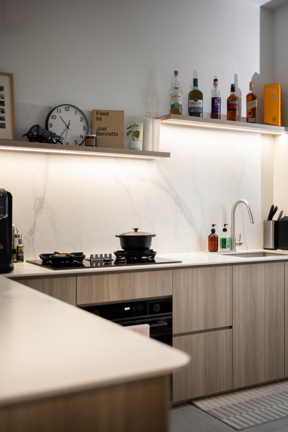 Scandinavian Kitchen with Countertop and Vinyl Flooring