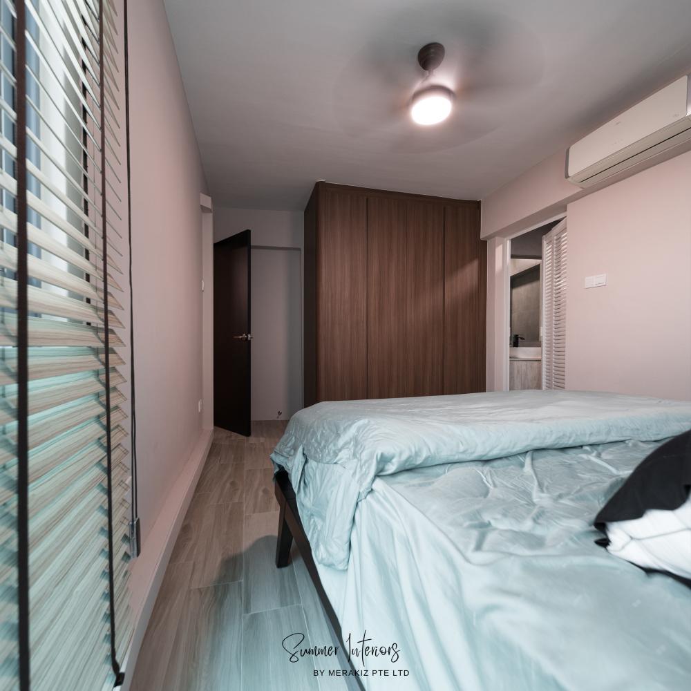 Modern Bedroom with Vinyl Flooring and Wardrobe