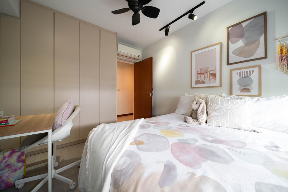 Contemporary Bedroom with Ceiling Light and Ceiling Fan
