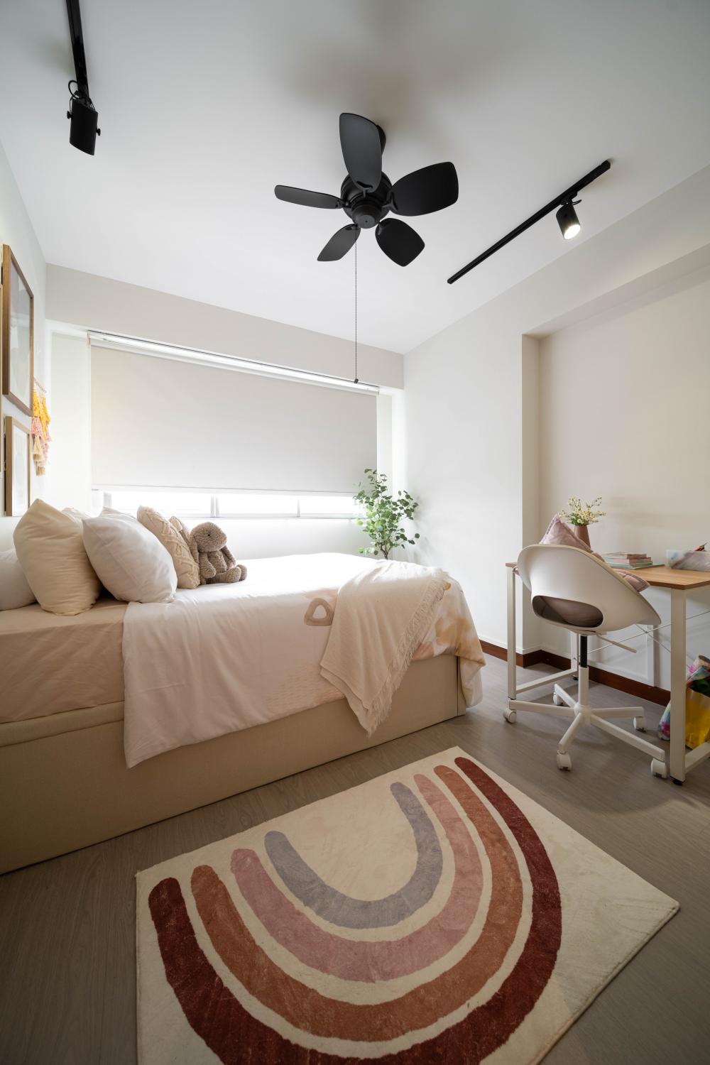 Contemporary Bedroom with Ceiling Light and Ceiling Fan