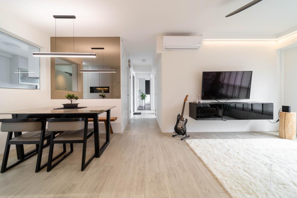 Modern Hallway with Vinyl Flooring and Mirror