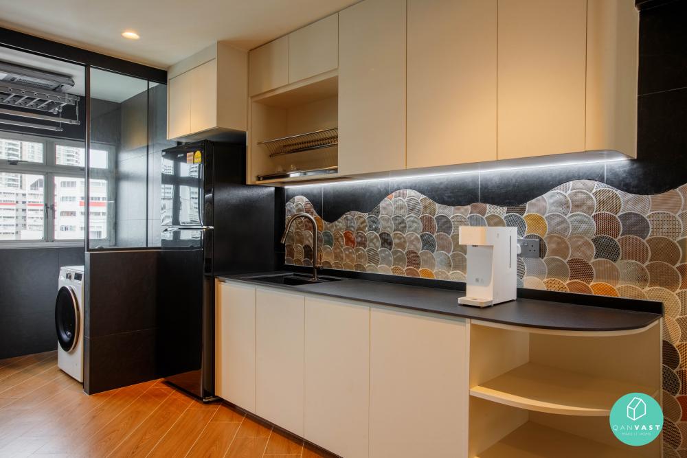 Minimalist Kitchen with Countertop and Vinyl Flooring