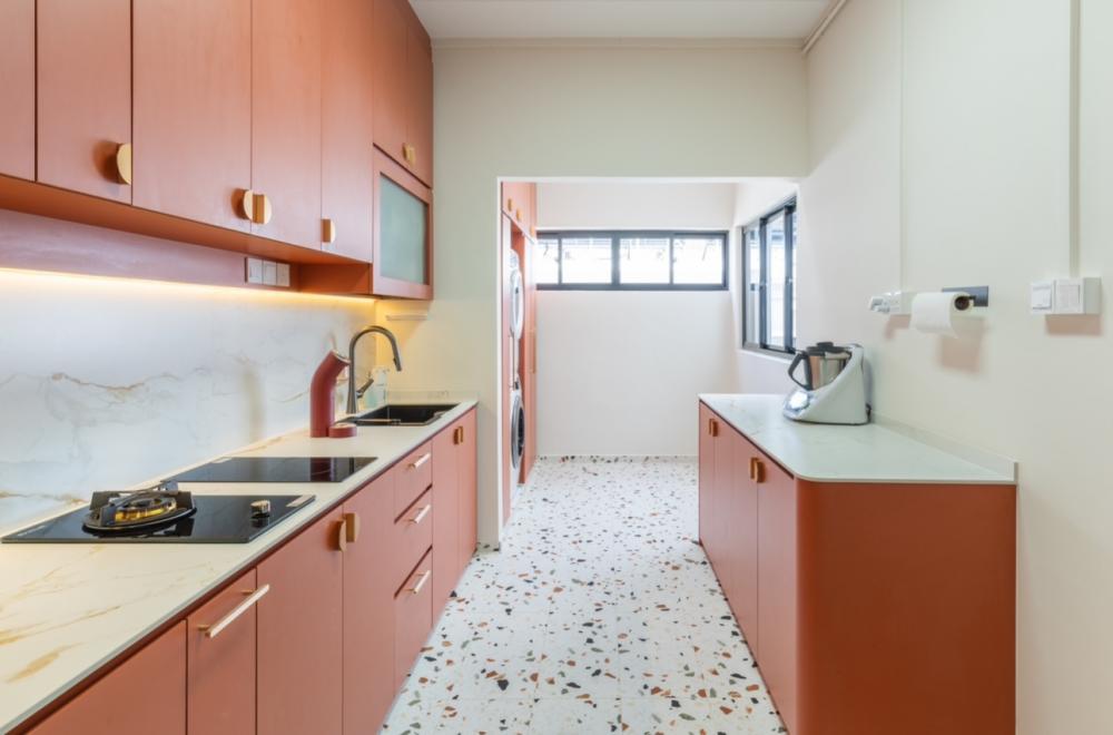 Vintage Kitchen with Countertop and Homogeneous Tiles