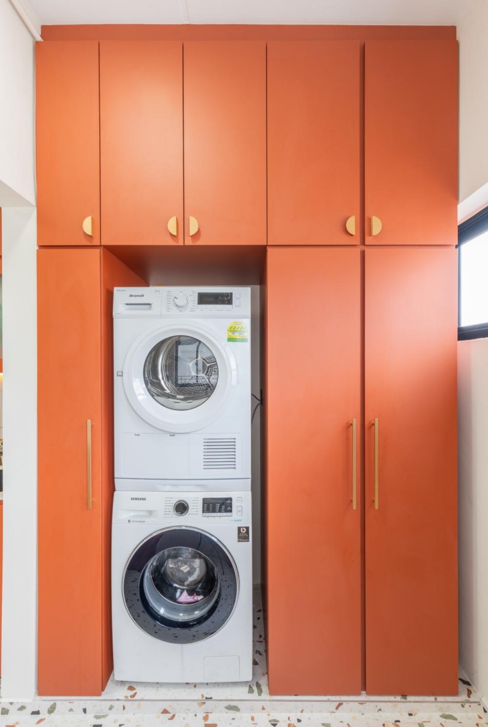 Vintage Balcony with Washing Machine and Laundry Area