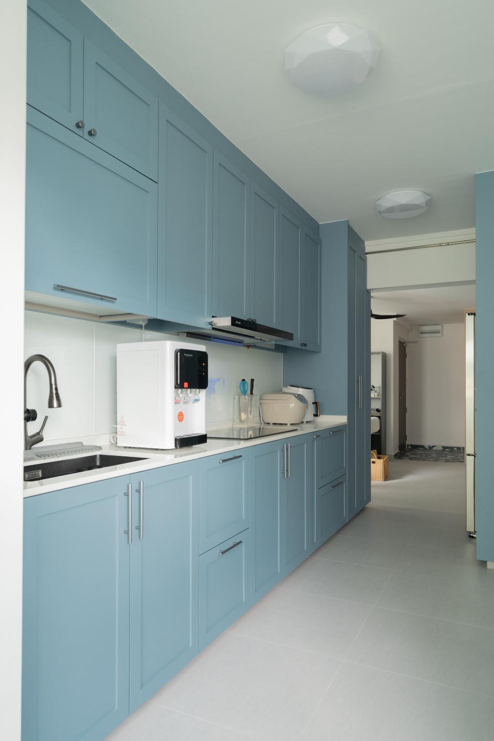 Minimalist Kitchen with Countertop and Cupboard