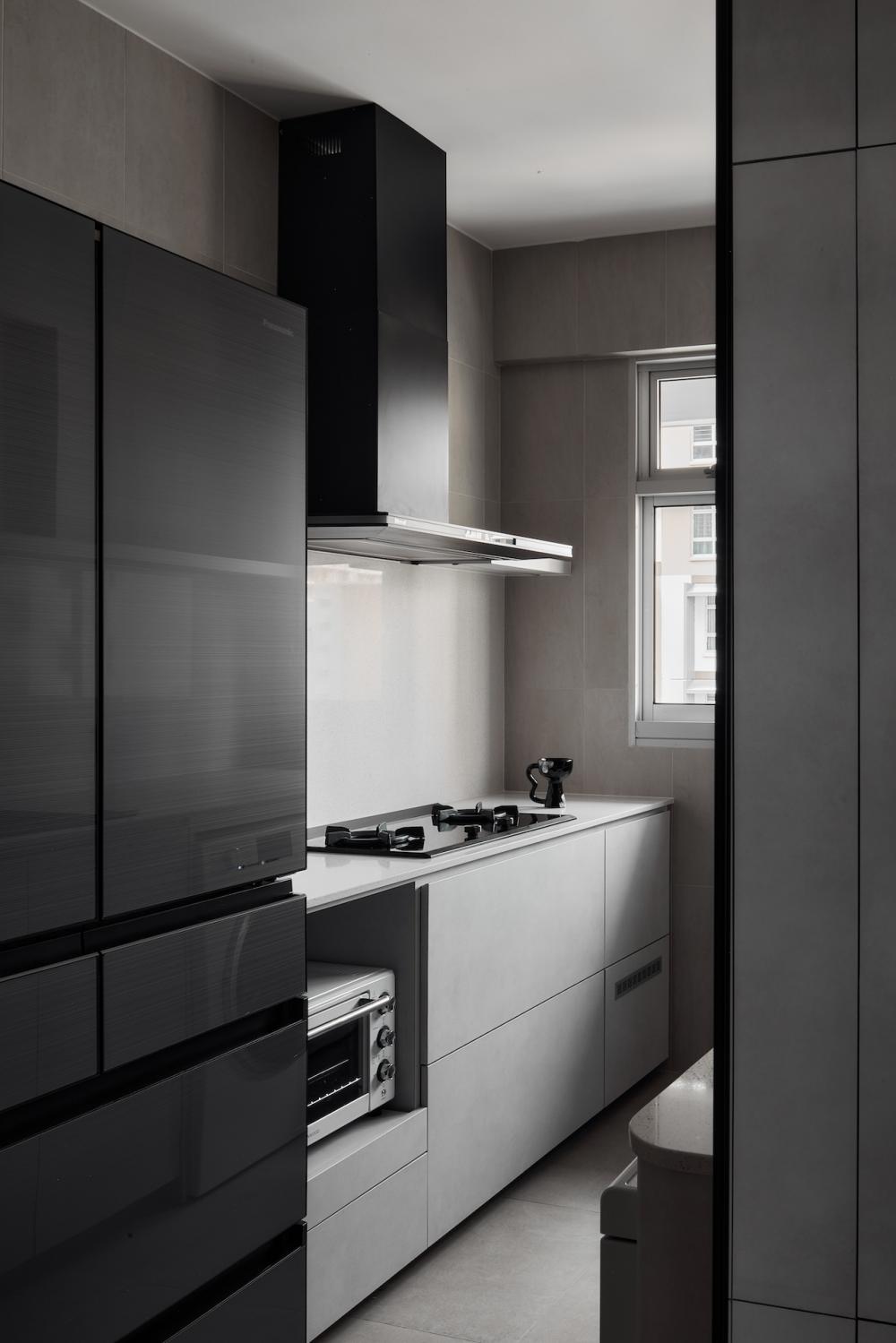 Industrial Kitchen with Countertop and Kitchen Window