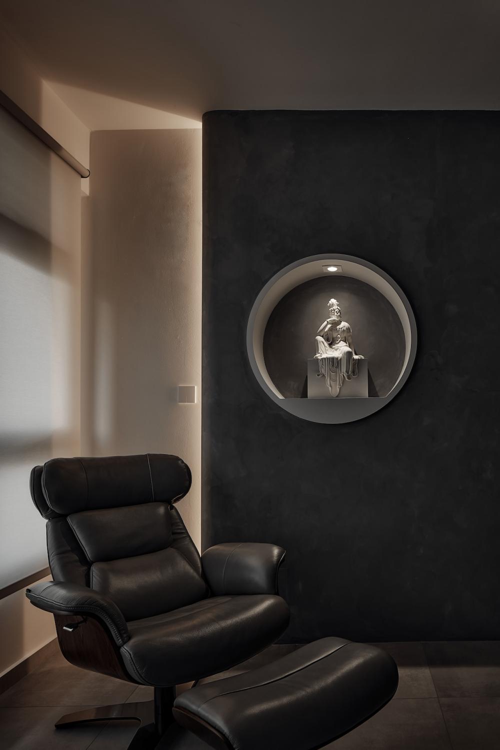 Industrial Living Room with Feature Wall and Sofa