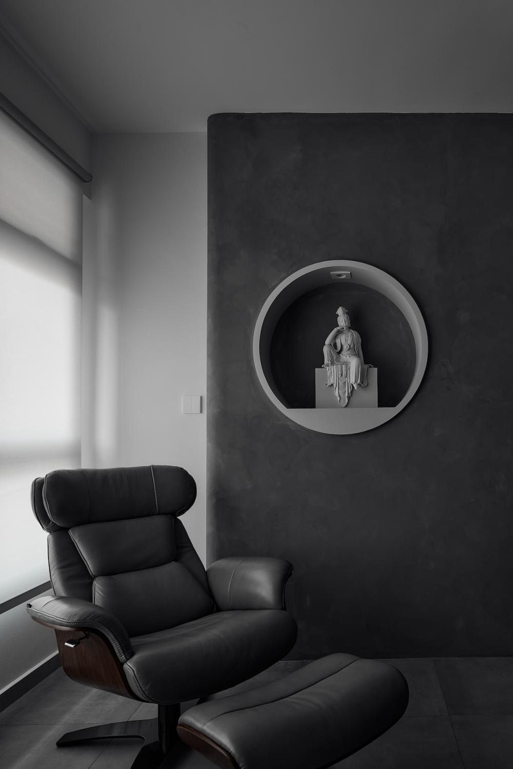 Industrial Living Room with Feature Wall and Cove Lighting