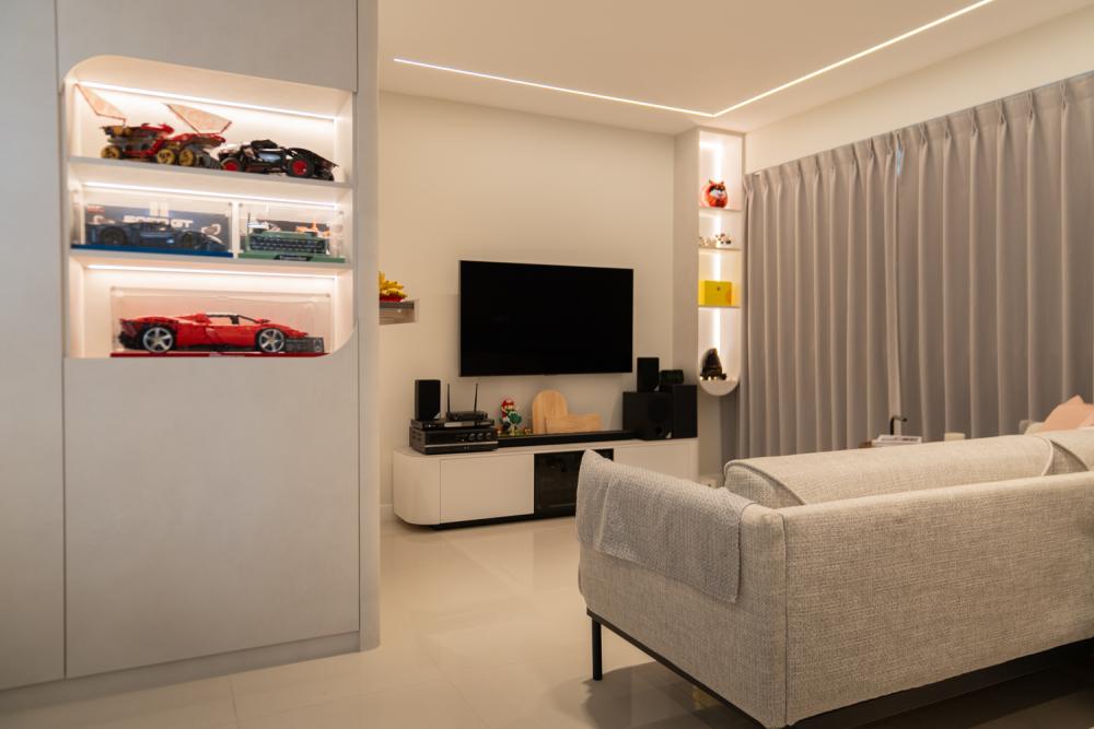 Modern Living Room with TV Console and Feature Wall