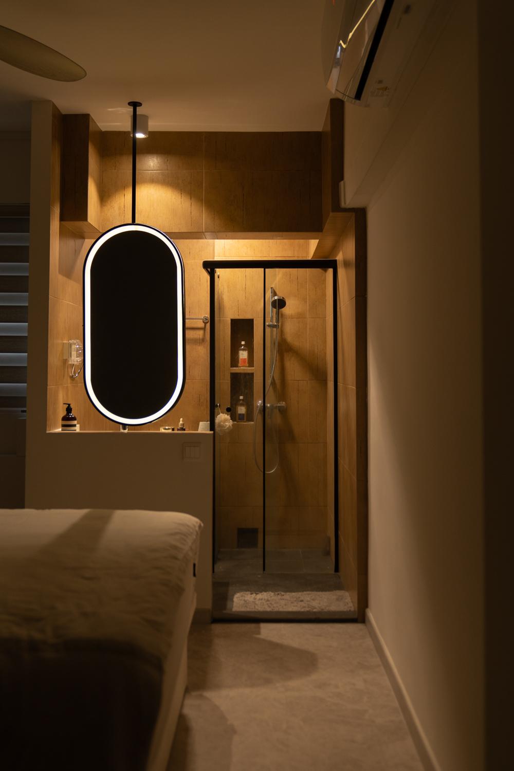 Modern Bathroom with Mirror and Shower Screen