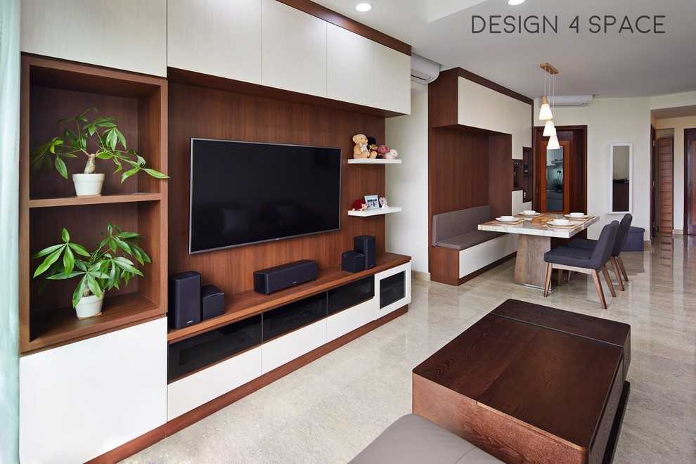 Modern Living Room with Vinyl Flooring and Homogeneous Tiles