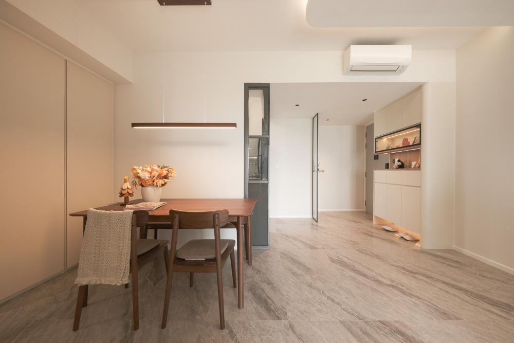 Contemporary Dining Room with Dining Table and Lighting
