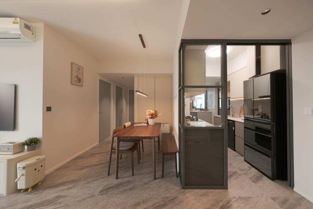 Contemporary Dining Room with Cove Lighting and Dining Chairs