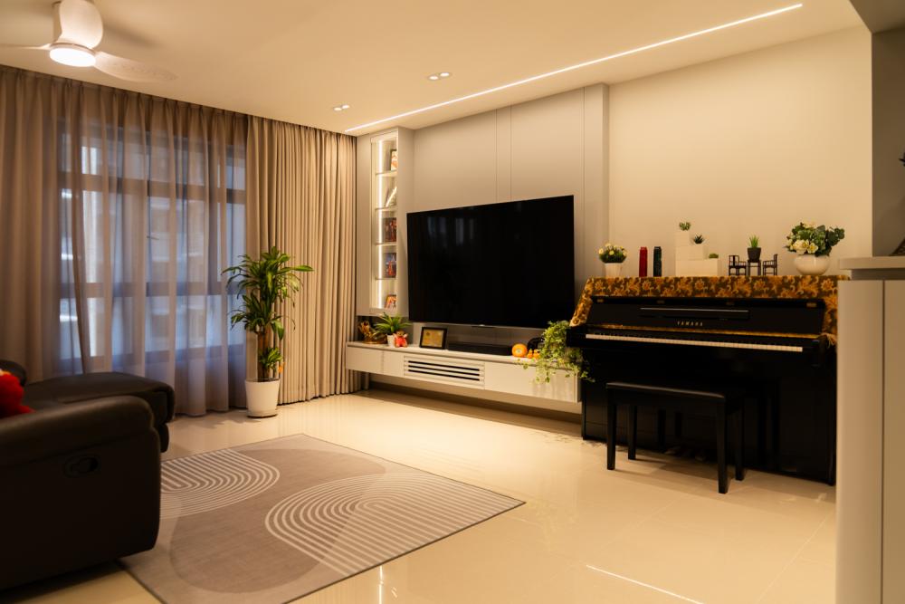 Modern Living Room with TV Console and Sofa