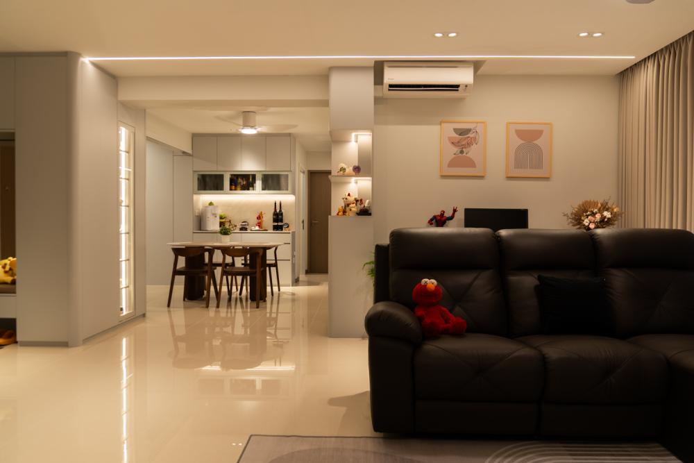 Modern Living Room with TV Console and Feature Wall