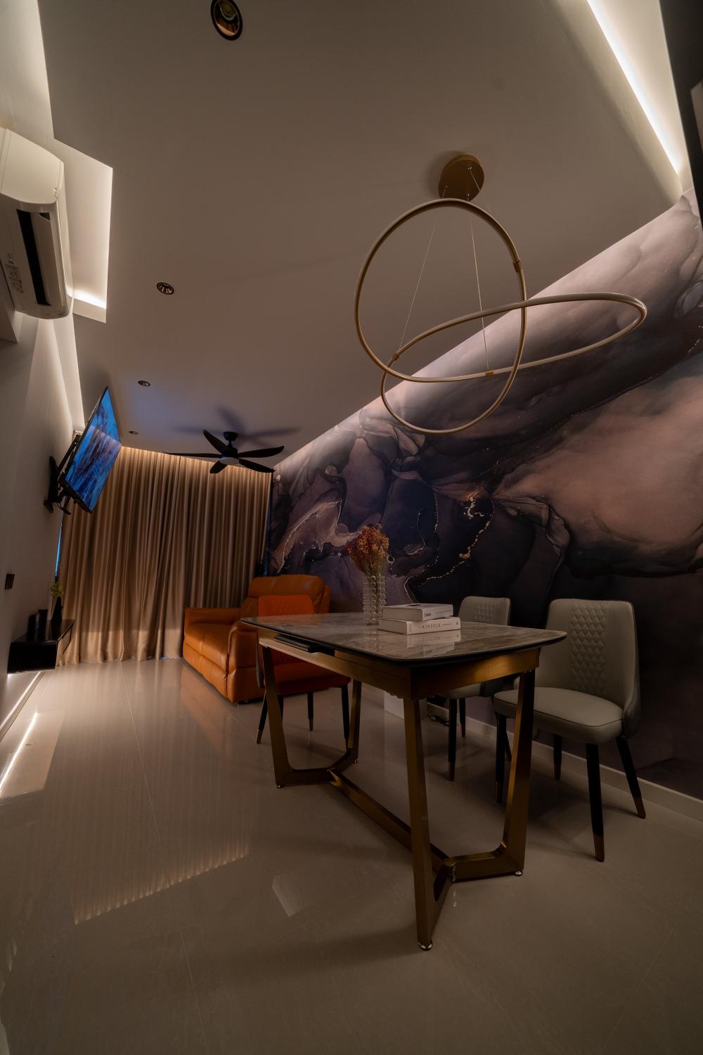 Modern Living Room with Sofa and Paintings