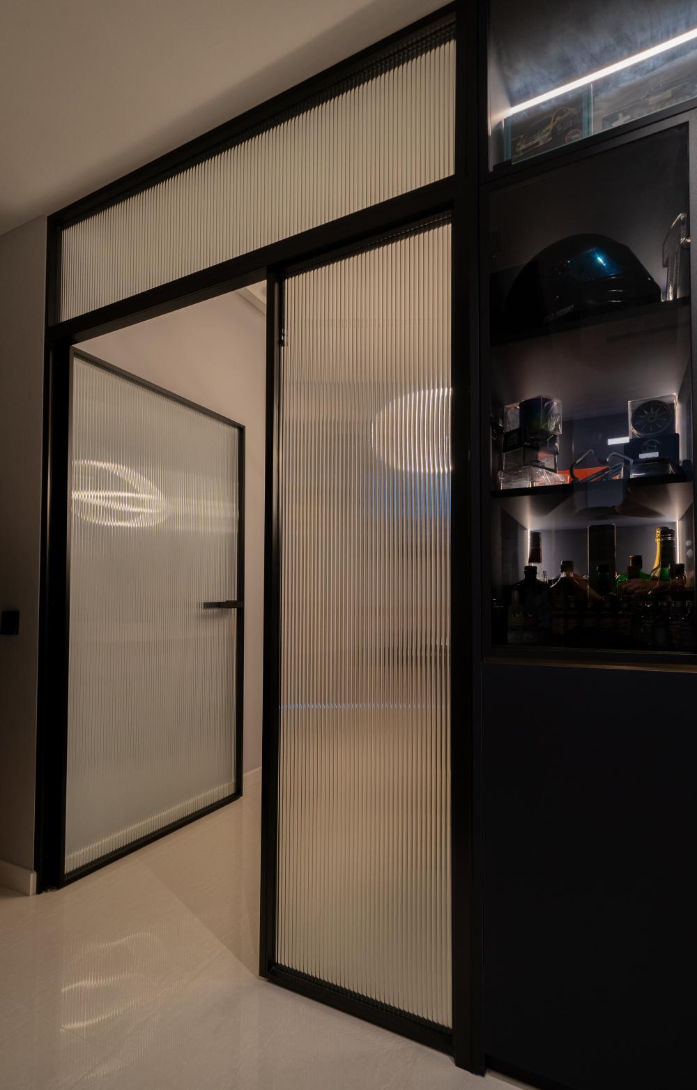 Modern Hallway with Storage Cabinets and Display Cabinets
