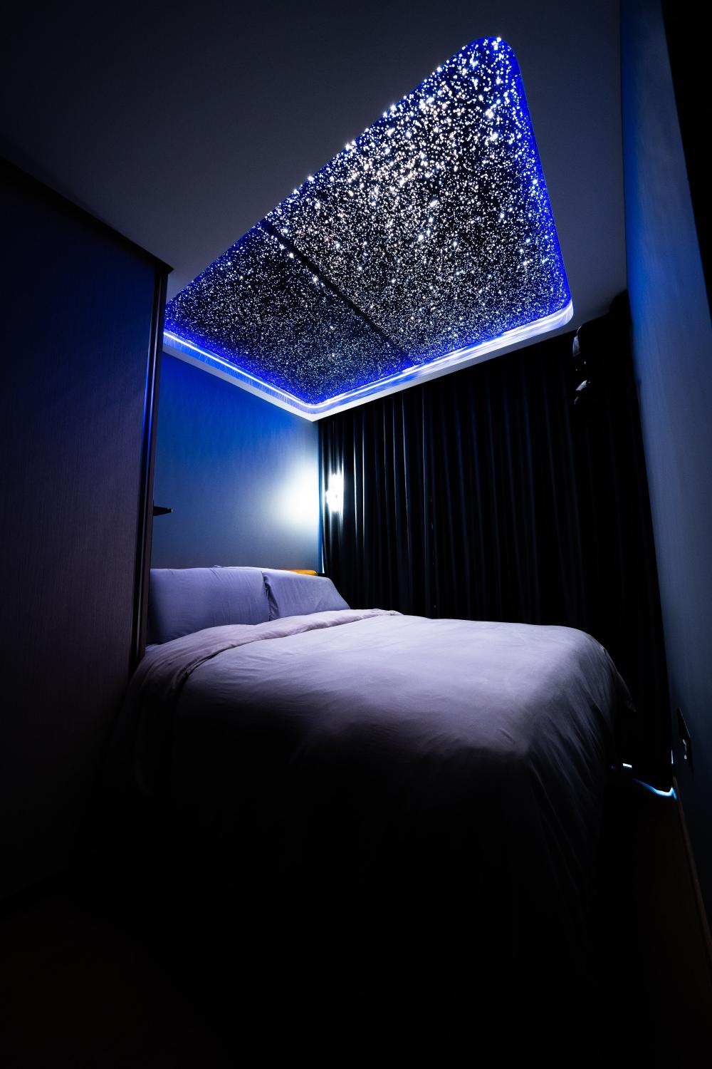Modern Bedroom with Ceiling Light and Built-in Bed