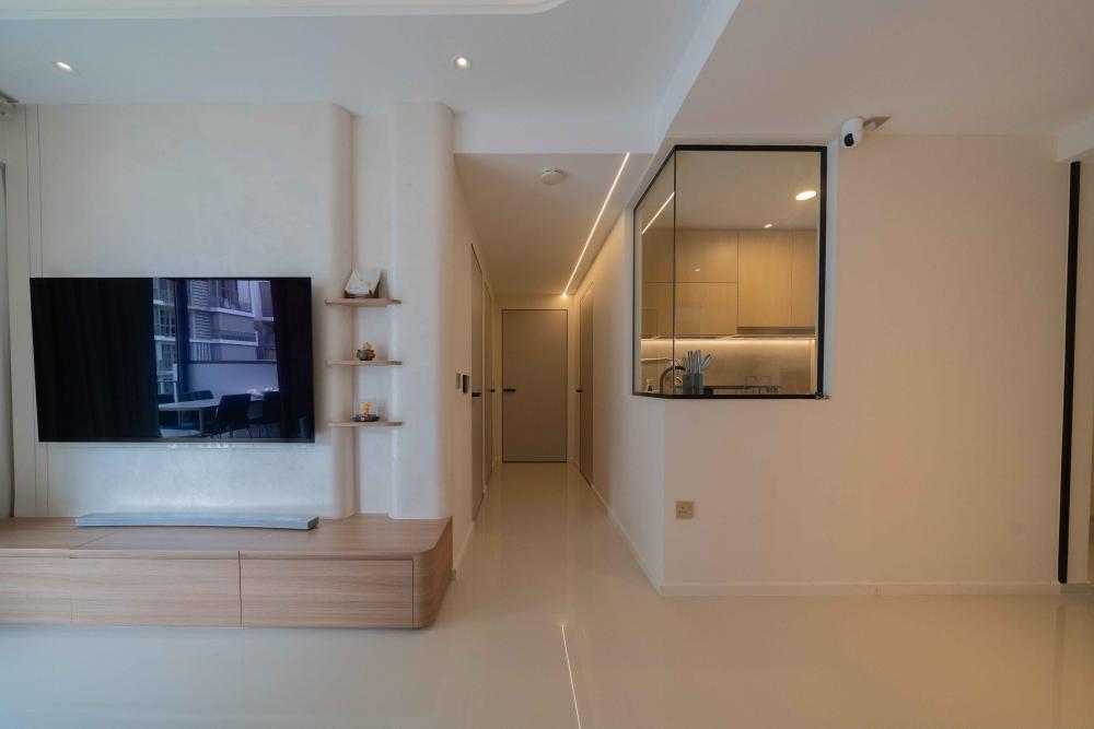 Contemporary Living Room with TV Console and TV