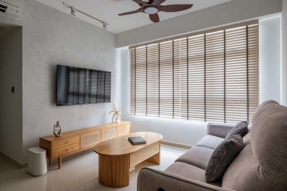 Scandinavian Living Room with TV Console and Sofa