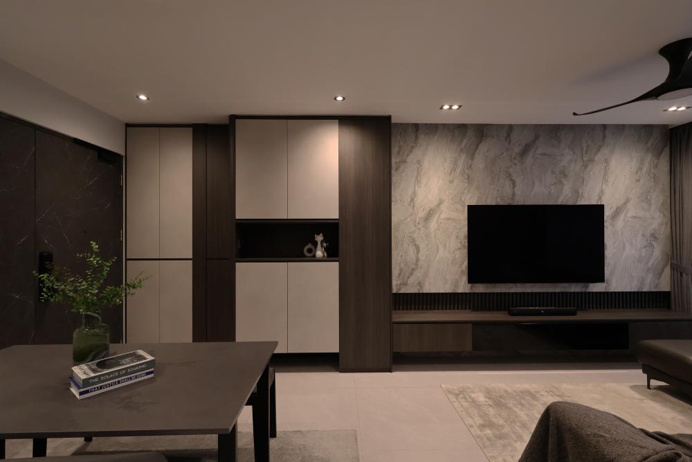 Modern Living Room with TV Console and Feature Wall