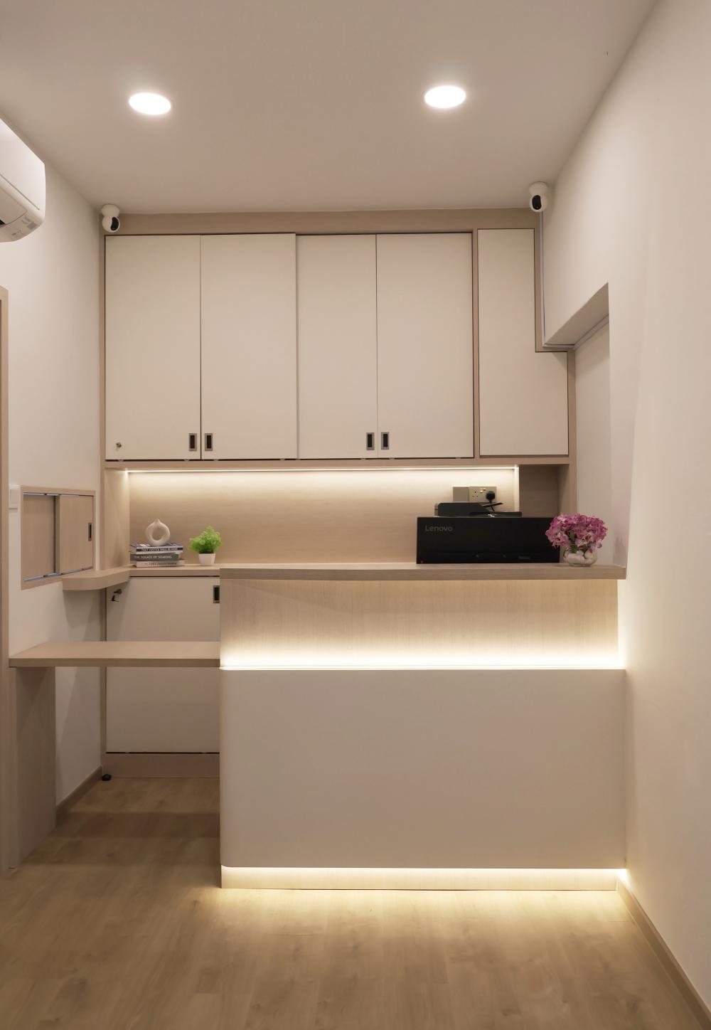 Contemporary Workstation with Storage Cabinets and Small Storage
