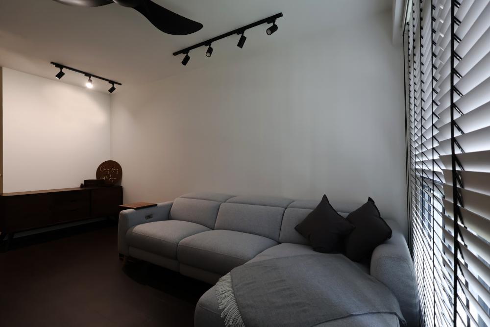 Industrial Living Room with TV Console and Sofa