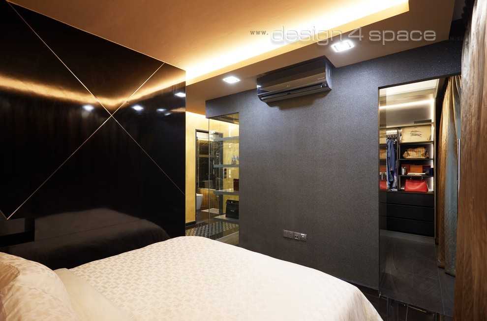 Contemporary Bedroom with Drop Light and Cove Lighting