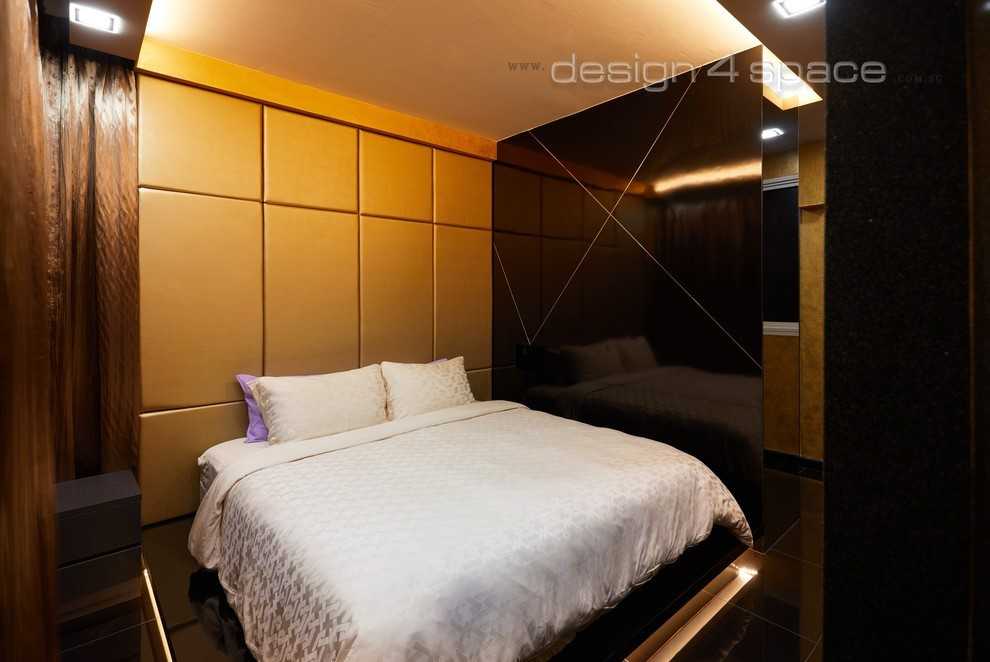 Contemporary Bedroom with Homogeneous Tiles and Wardrobe