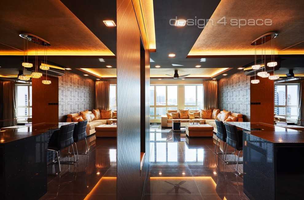 Contemporary Living Room with Wood Flooring and TV Console