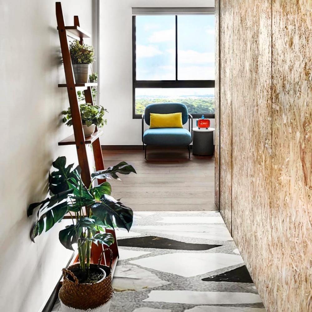 Contemporary Entryway with Porcelain Tiles and Tiles