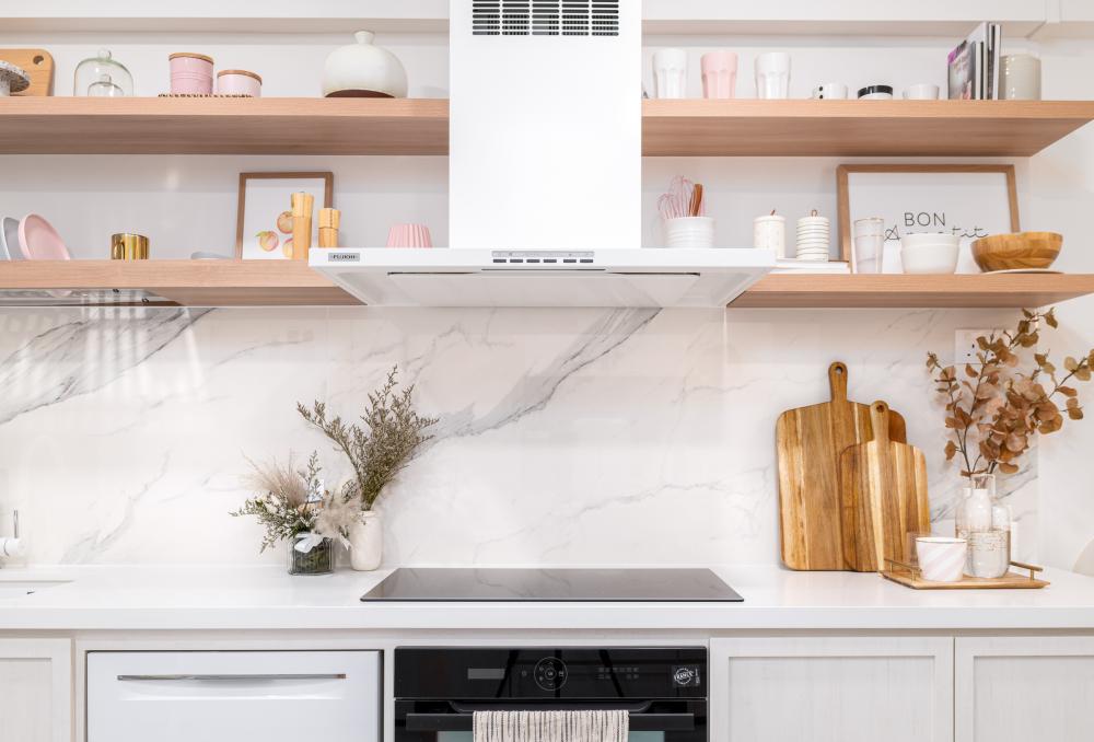 Country Kitchen with Countertop and Kitchen Backsplash