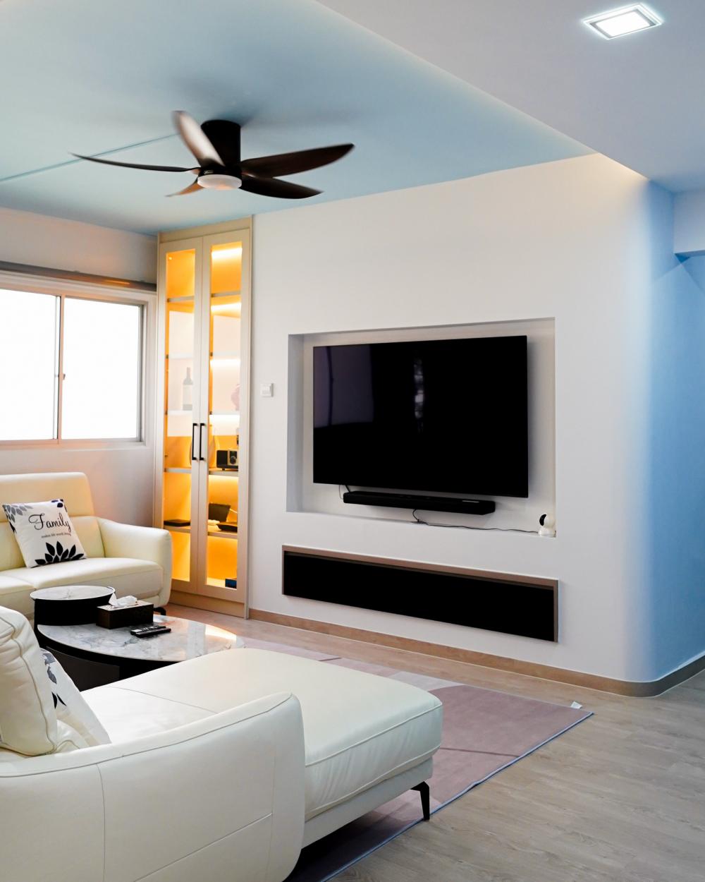 Modern Living Room with Vinyl Flooring and TV Console
