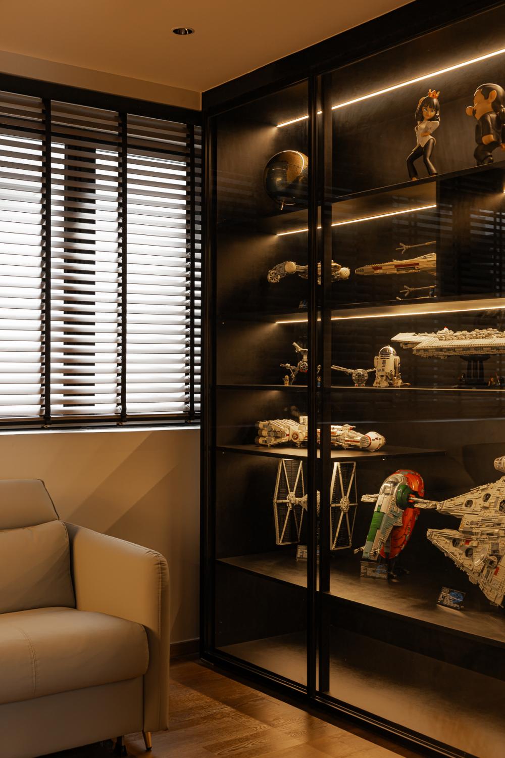 Modern Gaming Room with Ceiling Light and Sofa