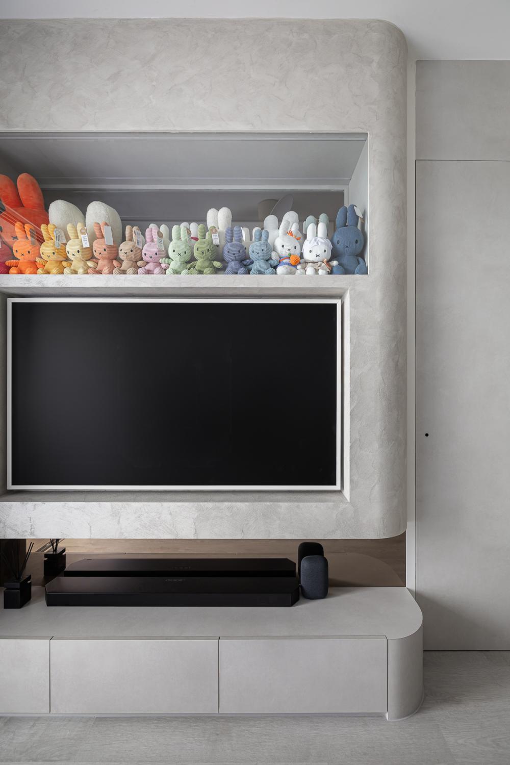 Modern Living Room with TV Console and Feature Wall