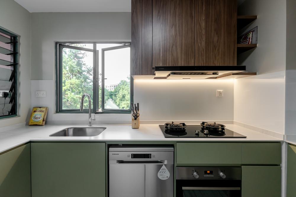 Vintage Kitchen with Countertop and Kitchen Window
