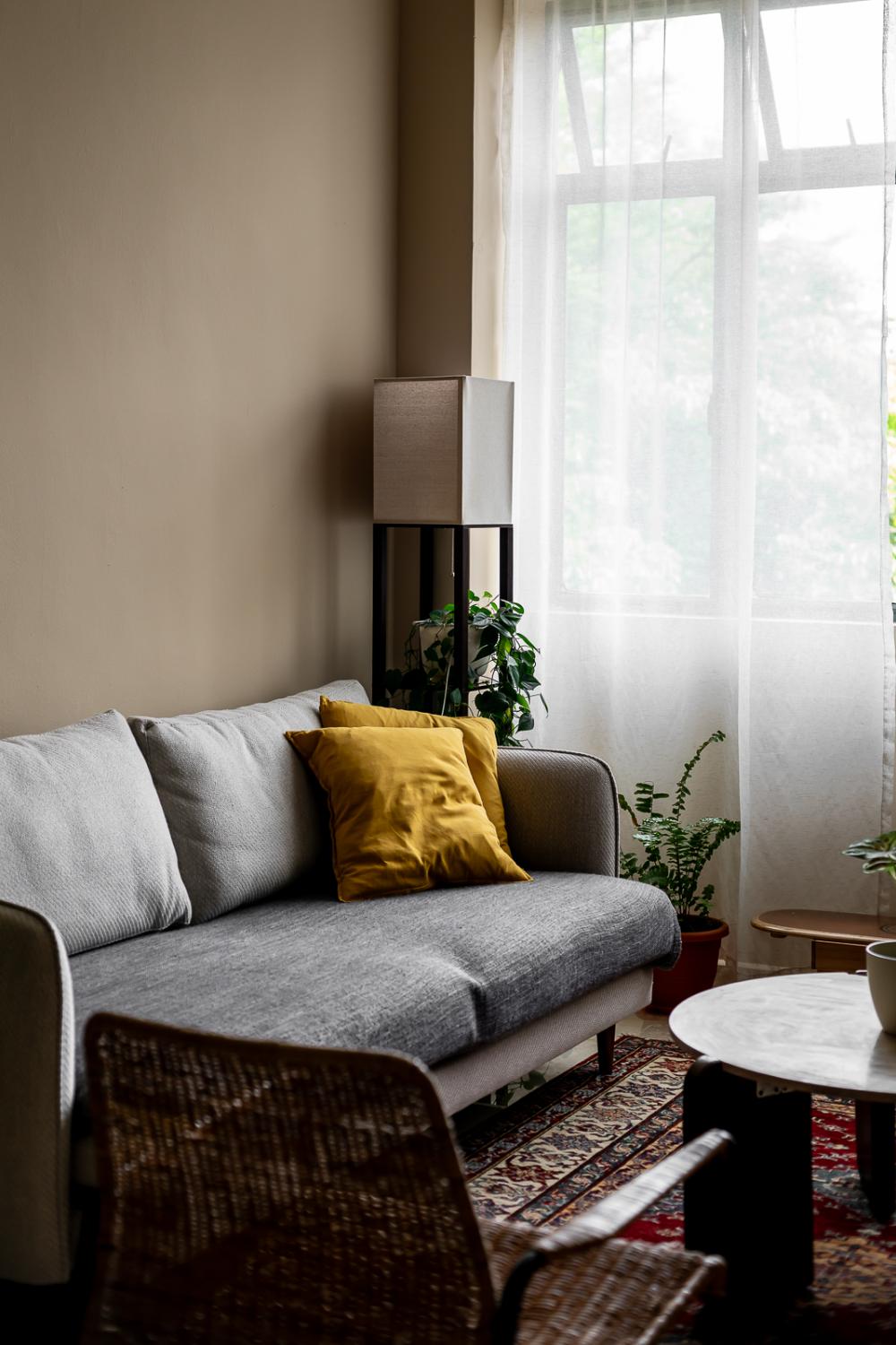 Vintage Living Room with Carpet and Sofa