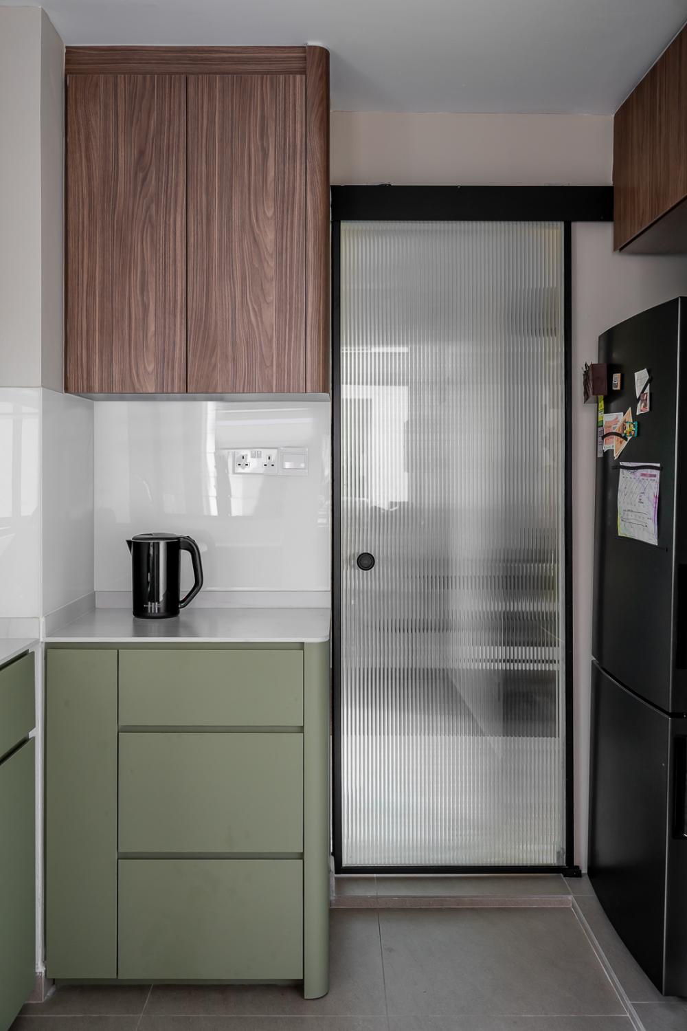 Vintage Kitchen with Countertop and Homogeneous Tiles