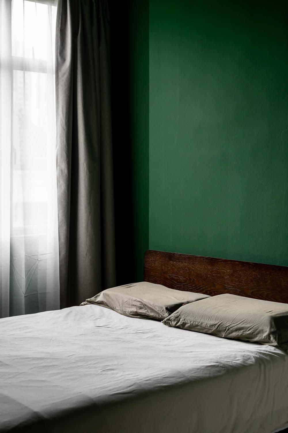 Vintage Bedroom with Platform Bed and Built-in Bed