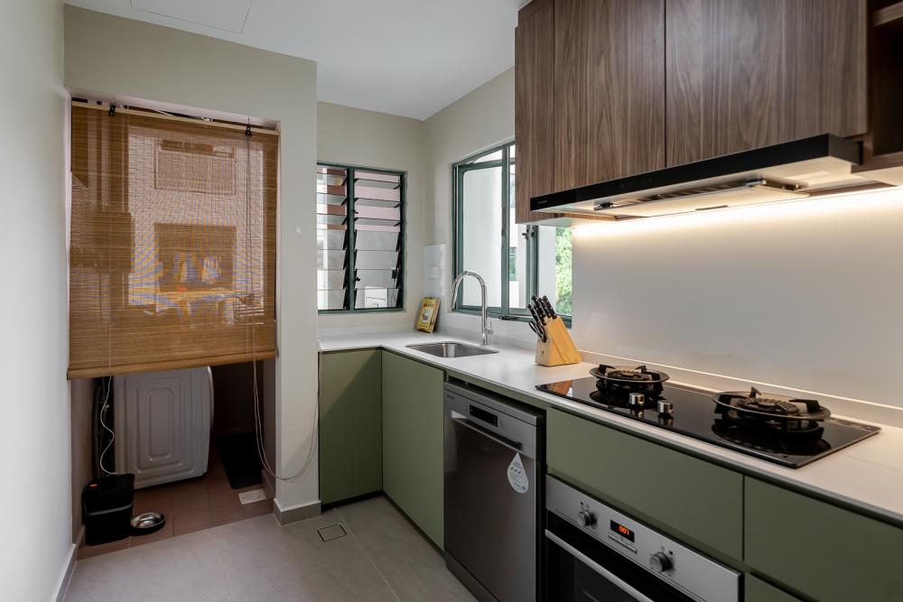 Vintage Kitchen with Countertop and Homogeneous Tiles