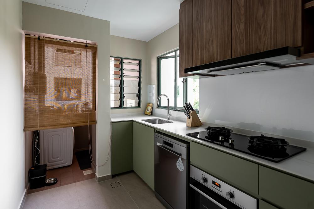 Vintage Kitchen with Countertop and Kitchen Backsplash