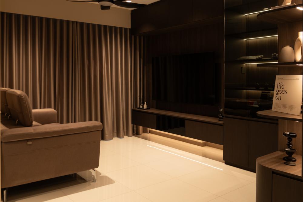 Modern Living Room with TV Console and Feature Wall