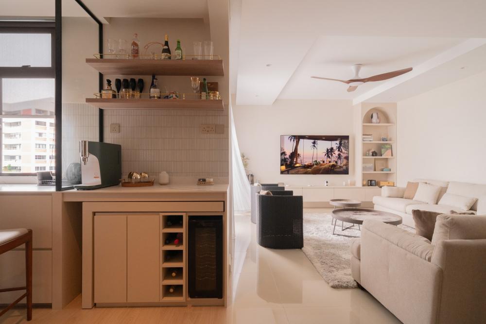 Contemporary Pantry with Kitchen Island and Tableware
