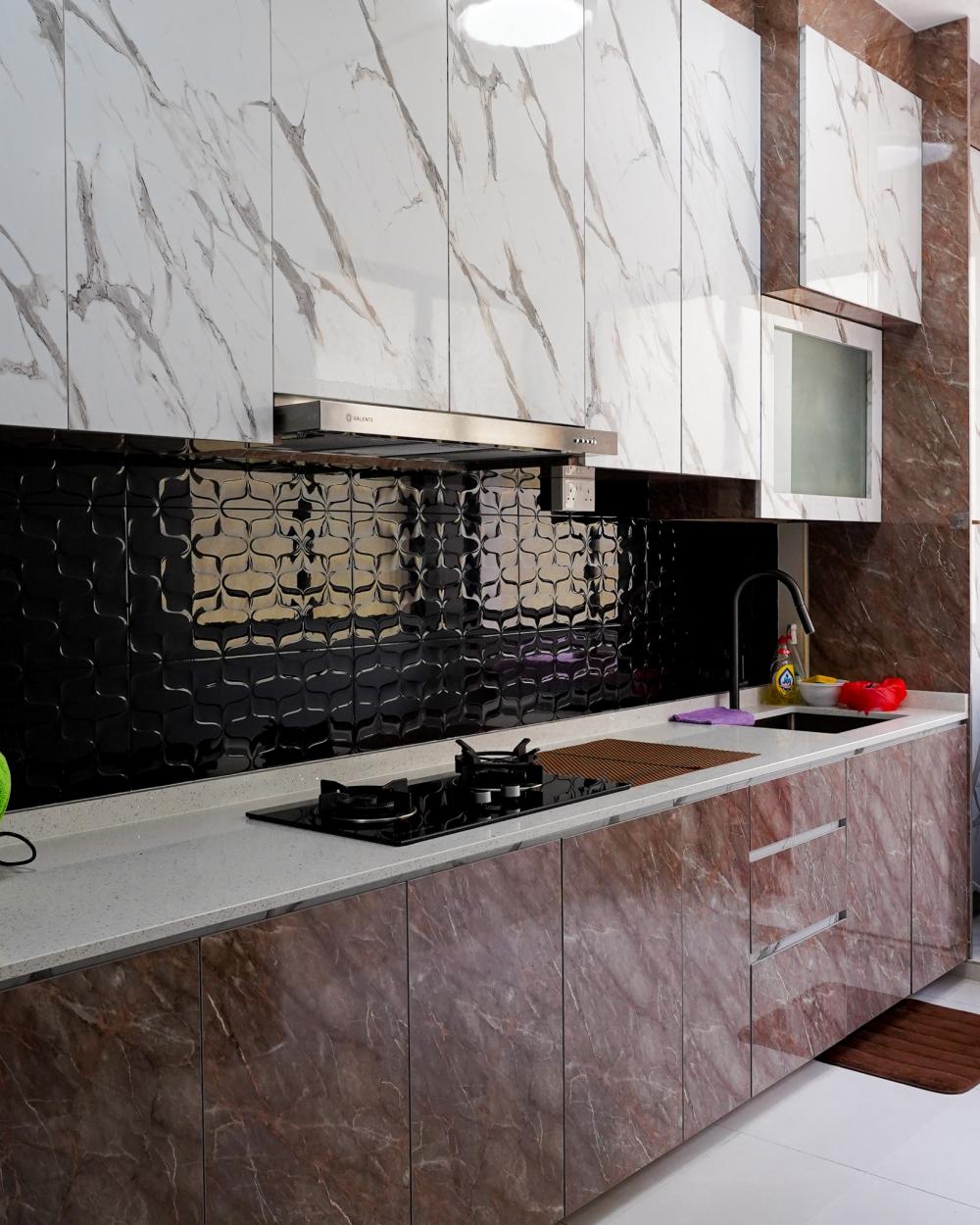 Vintage Kitchen with Countertop and Homogeneous Tiles