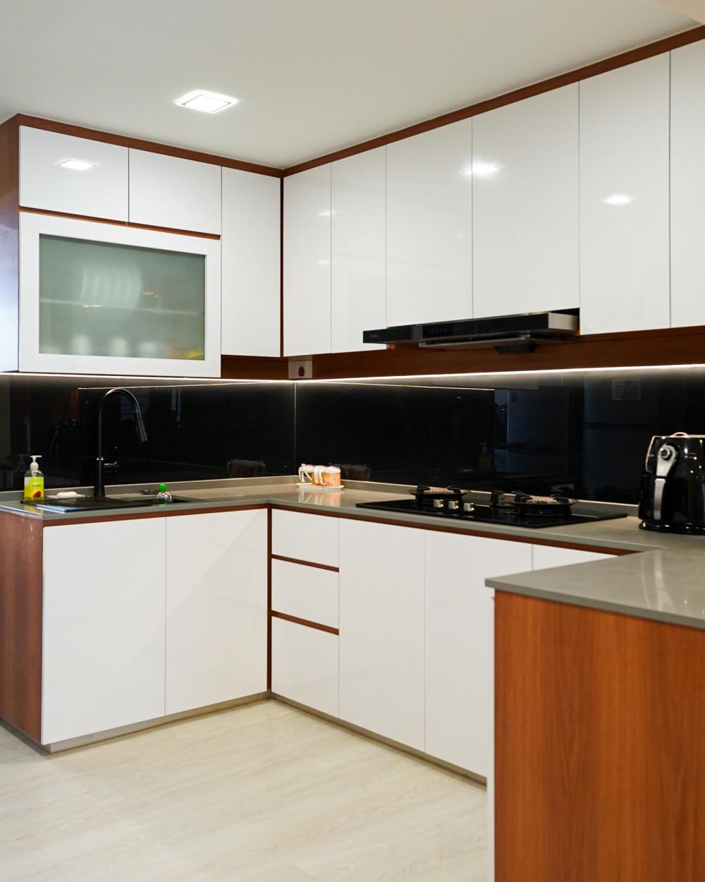Scandinavian Kitchen with Countertop and Vinyl Flooring